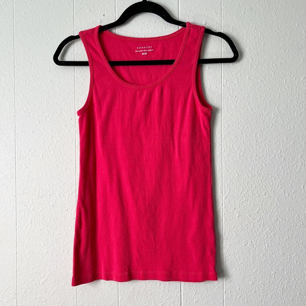 Attention Tank Top Womens Medium Cotton Baselayer Minimalist Stretch Casual